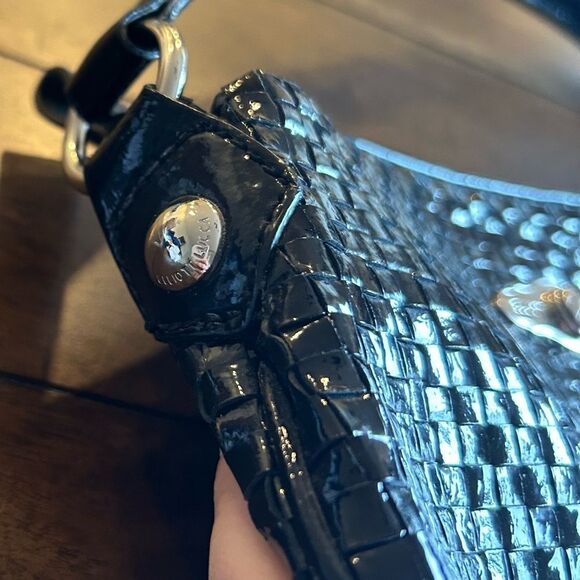 Elliott Lucca Black Leather Woven Handbag - Picture 8 of 9